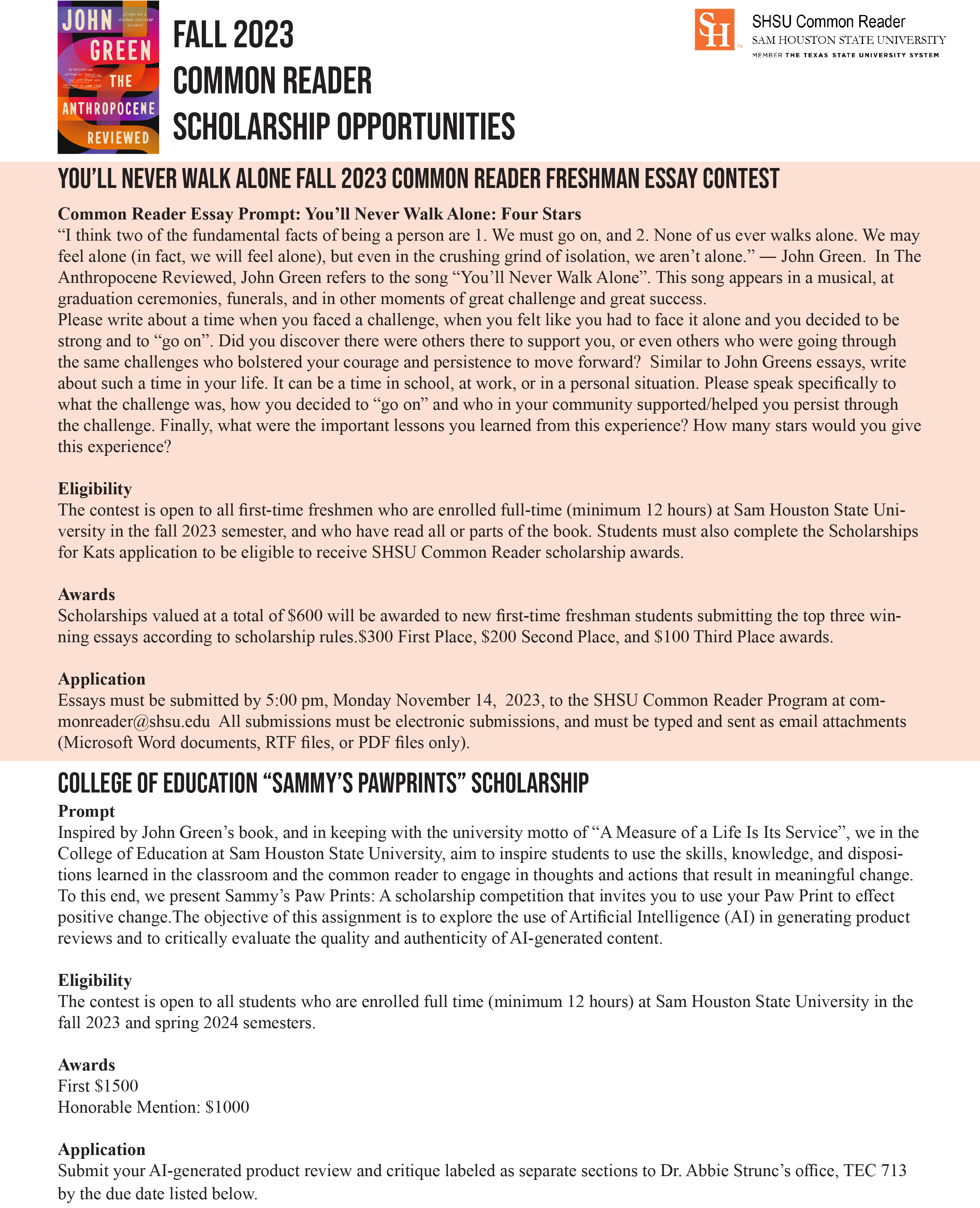 Scholarship summary Part 1